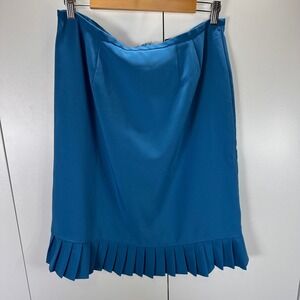 Vtg Blue Pleated Hem Skirt Professional Career Women's Size‎ 12